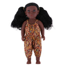 43cm Real Life Vinyl Baby Doll African-American Newborn Baby Girl Doll Toys With Curly Long Hair