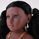 43cm Real Life Vinyl Baby Doll African-American Newborn Baby Girl Doll Toys With Curly Long Hair