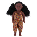 43cm Real Life Vinyl Baby Doll African-American Newborn Baby Girl Doll Toys With Curly Long Hair