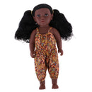 43cm Real Life Vinyl Baby Doll African-American Newborn Baby Girl Doll Toys With Curly Long Hair