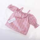 Trendy Bare Shoulder Top Cuffed Shorts Jeans for 1/3 BJD Dollfie LUTS DOD MSD Dolls Clothing Accessories Pink