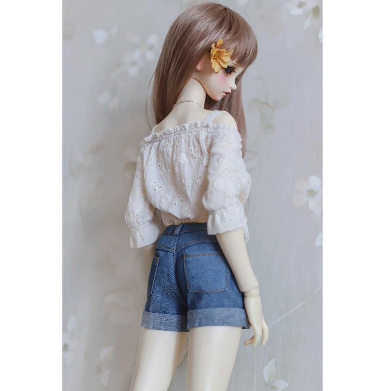 1/3 BJD Smart Doll Clothes Jeans Trousers for Dollfie DOD SD DD Bare Cuffed Shorts Casual Outfit