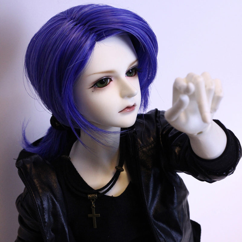 1/3 Male BJD Blue Medium Straight Hair Wig for Normal 70cm Uncle Dolls DIY Accessories