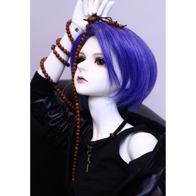 1/3 Male BJD Blue Medium Straight Hair Wig for Normal 70cm Uncle Dolls DIY Accessories