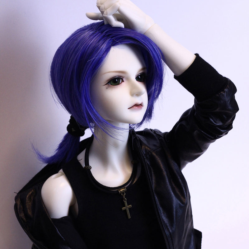 1/3 Male BJD Blue Medium Straight Hair Wig for Normal 70cm Uncle Dolls DIY Accessories