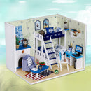 Diy Miniature Dollhouse Model 3D Puzzles Assembly Kit - Dark Blue Dream Themed