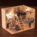 Diy Miniature Dollhouse Model 3D Puzzles Assembly Kit - Dark Blue Dream Themed