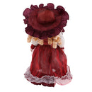 30cm Vintage Porcelain Girl Doll People Figures With Burgundy Dress Clothes