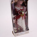 30cm Vintage Porcelain Girl Doll People Figures With Burgundy Dress Clothes