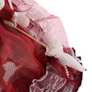 30cm Vintage Porcelain Girl Doll People Figures With Burgundy Dress Clothes