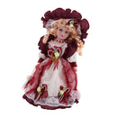 30cm Vintage Porcelain Girl Doll People Figures With Burgundy Dress Clothes