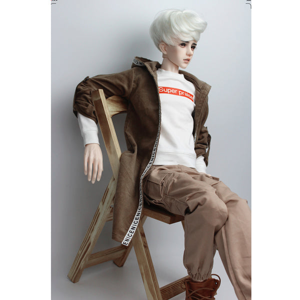 1/3 BJD Uncle Doll Clothes Sweatshirt Jacket Pants Outfit for AOD AS DOD DOI Doll Accessories Brown & White Color