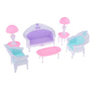 6pcs 1/12 Dollhouse European Living Room Decoration End Table Sofa Set Accessories