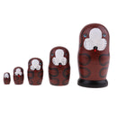 5PCS Hand Painted Puppy Dog Animal Wooden Russian Nesting Dolls