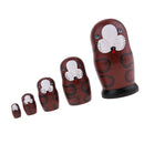 5PCS Hand Painted Puppy Dog Animal Wooden Russian Nesting Dolls