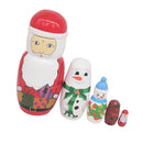 5PCS Hand Painted Wooden Russian Nesting Dolls - Santa Claus Shape