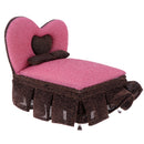 Pink Miniature Bed Jewelry Organizer Box Furniture Dollhouse Home Desk Decor