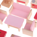 Dollhouse Miniature Wooden Furniture Set Kids Pretend Play Toys
