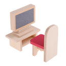Dollhouse Miniature Wooden Furniture Set Kids Pretend Play Toys