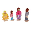 Dollhouse Miniature Wooden Furniture Set Kids Pretend Play Toys with 4 Dolls