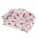 2 Set Handcrafts 1/12 Flower Double Sofa + Cushions Set Furniture for Dolls House Living Room Decoration