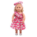 Summer Outfit One Shoulder Dress & Hair Band for 18inch American Girl Our Generation My Life Dolls Accessories Rose Red