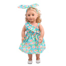 Trendy Summer Flower Dress & Hair Band Outfit for 18inch American Girl My Life Dolls Clothing Accessory Mint Green