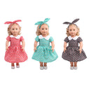 F2pcs Stylish Clothes for 18inch American Girl Our Generation Doll Green Round Collar Dress + Hair Band Party Dress Up