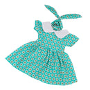 F2pcs Stylish Clothes for 18inch American Girl Our Generation Doll Green Round Collar Dress + Hair Band Party Dress Up