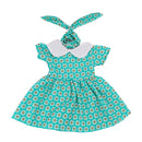 F2pcs Stylish Clothes for 18inch American Girl Our Generation Doll Green Round Collar Dress + Hair Band Party Dress Up