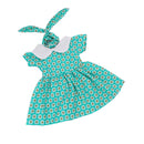 F2pcs Stylish Clothes for 18inch American Girl Our Generation Doll Green Round Collar Dress + Hair Band Party Dress Up