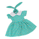 F2pcs Stylish Clothes for 18inch American Girl Our Generation Doll Green Round Collar Dress + Hair Band Party Dress Up