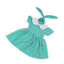 F2pcs Stylish Clothes for 18inch American Girl Our Generation Doll Green Round Collar Dress + Hair Band Party Dress Up