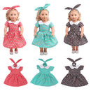 F2pcs Stylish Clothes for 18inch American Girl Our Generation Doll Green Round Collar Dress + Hair Band Party Dress Up