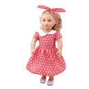 Summer Outfit Round Collar Dress & Hair Band for 18inch American Girl Our Generation My Life Dolls Accessories Red