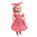 Summer Outfit Round Collar Dress & Hair Band for 18inch American Girl Our Generation My Life Dolls Accessories Red