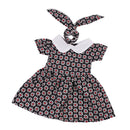 Flower Short Sleeve Dress and Rabbit Hairband for 18inch American Girl Journey Dolls Party Outfit Black