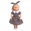 Flower Short Sleeve Dress and Rabbit Hairband for 18inch American Girl Journey Dolls Party Outfit Black