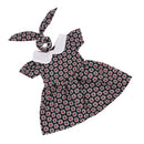 Flower Short Sleeve Dress and Rabbit Hairband for 18inch American Girl Journey Dolls Party Outfit Black