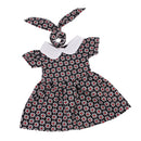 Flower Short Sleeve Dress and Rabbit Hairband for 18inch American Girl Journey Dolls Party Outfit Black