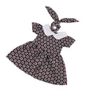 Flower Short Sleeve Dress and Rabbit Hairband for 18inch American Girl Journey Dolls Party Outfit Black