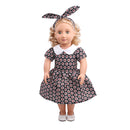 Flower Short Sleeve Dress and Rabbit Hairband for 18inch American Girl Journey Dolls Party Outfit Black