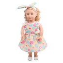 Trendy Summer Falbala Flower Dress & Hair Band Outfit for 18inch American Girl My Life Dolls Clothing Accessory Yellow