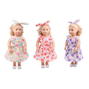 Trendy Summer Falbala Flower Dress & Hair Band Outfit for 18inch American Girl My Life Dolls Clothing Accessory Yellow