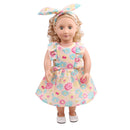 Trendy Summer Falbala Flower Dress & Hair Band Outfit for 18inch American Girl My Life Dolls Clothing Accessory Yellow