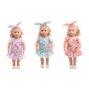 Flower Short Sleeve Dress and Rabbit Hairband for 18inch American Girl Journey Dolls Party Outfit Purple