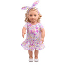 Flower Short Sleeve Dress and Rabbit Hairband for 18inch American Girl Journey Dolls Party Outfit Purple