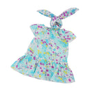 Trendy Summer Flower Short Sleeve Dress & Hair Band Outfit for 18inch American Girl My Life Dolls Clothing Accessory Green