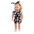Flower Lotus Leaf Collar Dress and Rabbit Hairband for 18inch American Girl Journey Dolls Party Outfit Black