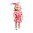Trendy Summer Flower Lotus Leaf Collar Dress & Hair Band Outfit for 18inch American Girl My Life Dolls Clothing Accessory Red